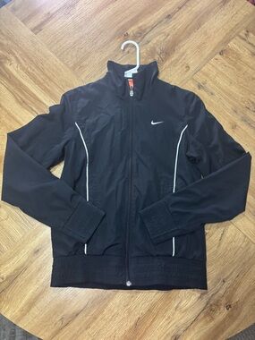 Nike Black Jacket with White Piping
